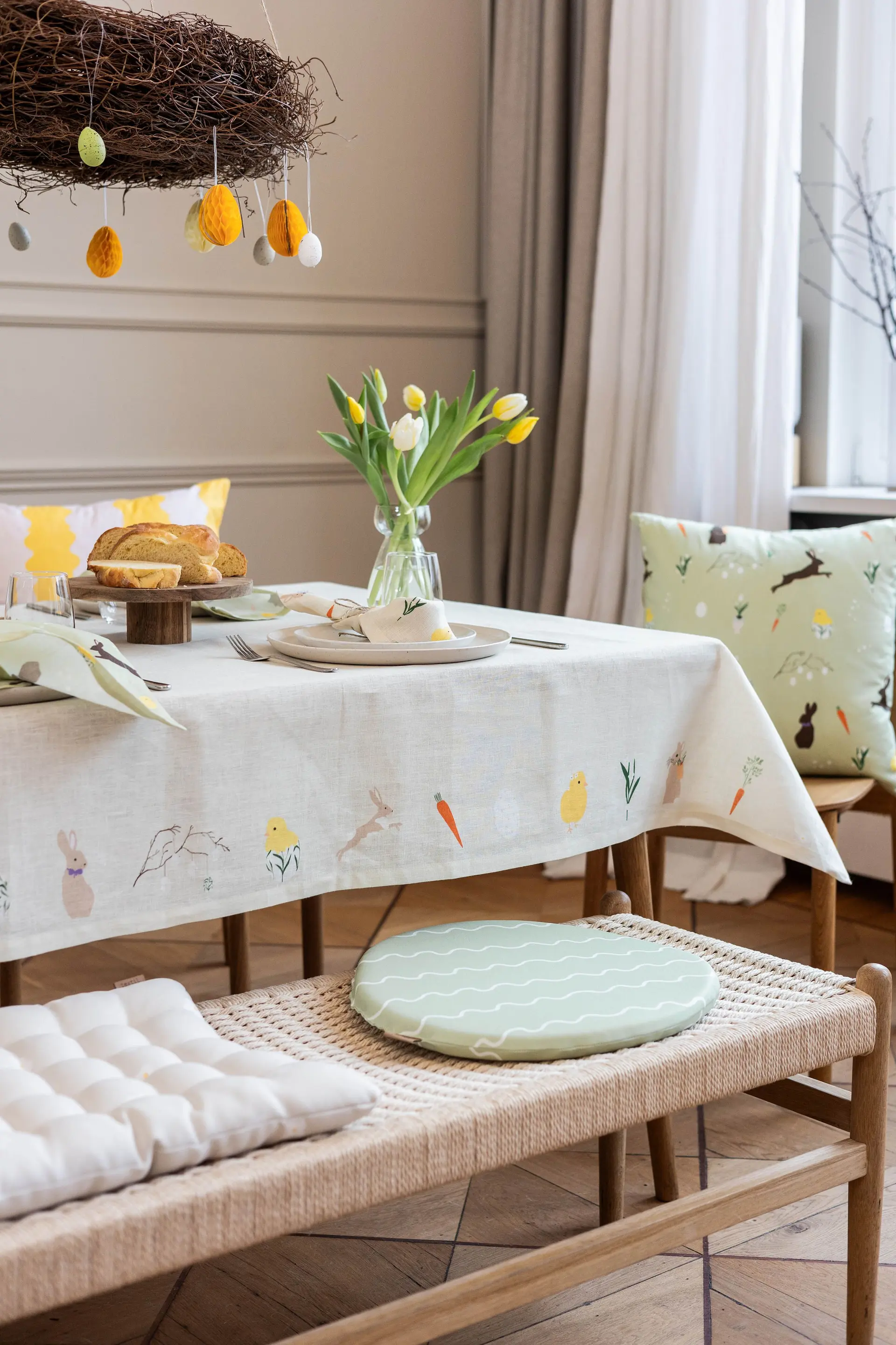 Tischdecke Ostern Muster Hell von Sophie Augustin Illustration