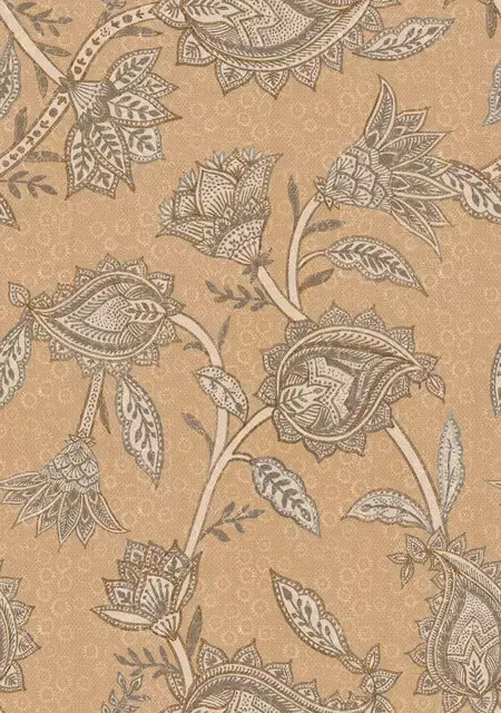 Ochre Retro Paisley Blumen