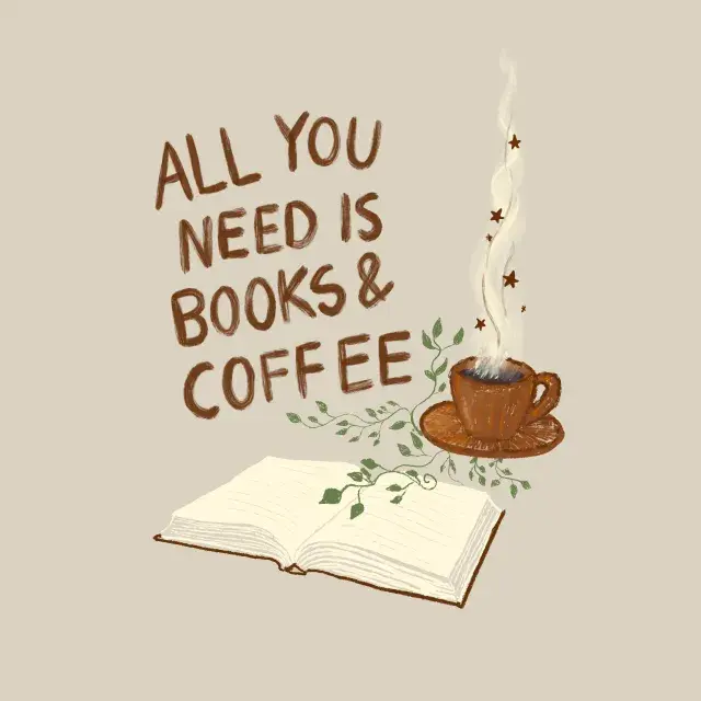 Kissen Bücher und Kaffee