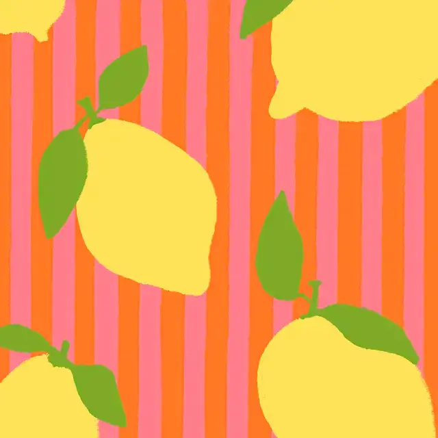 Kissen Zitronen orange rosa Streifen