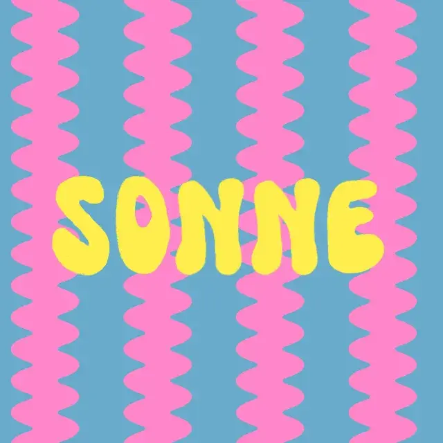 Kissen Sonne Wellenstreifen Pink Blau