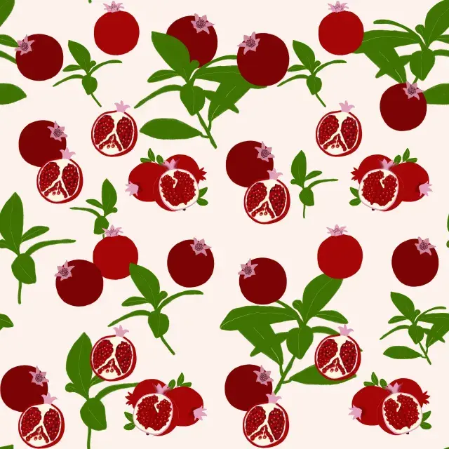 Kissen Granatapfel Blätter Pattern