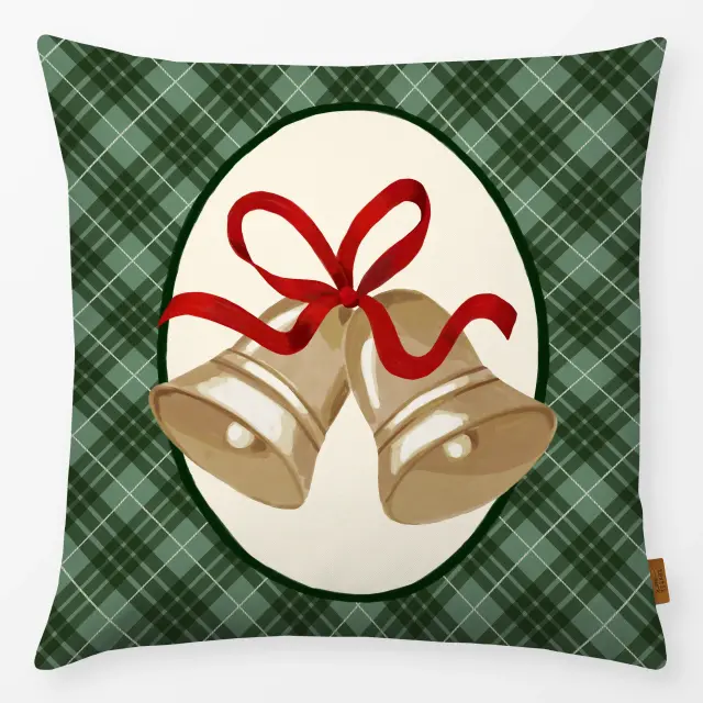 Kissen Christmas Bells on Plaid