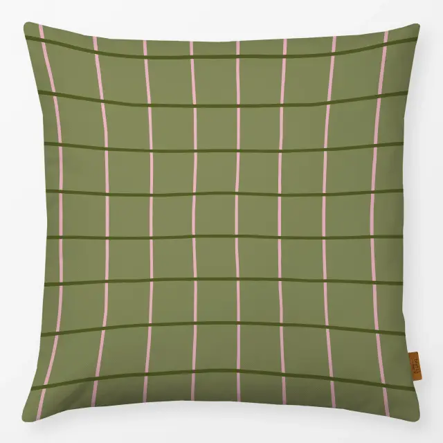 Kissen Checks & Lines oliv rosa