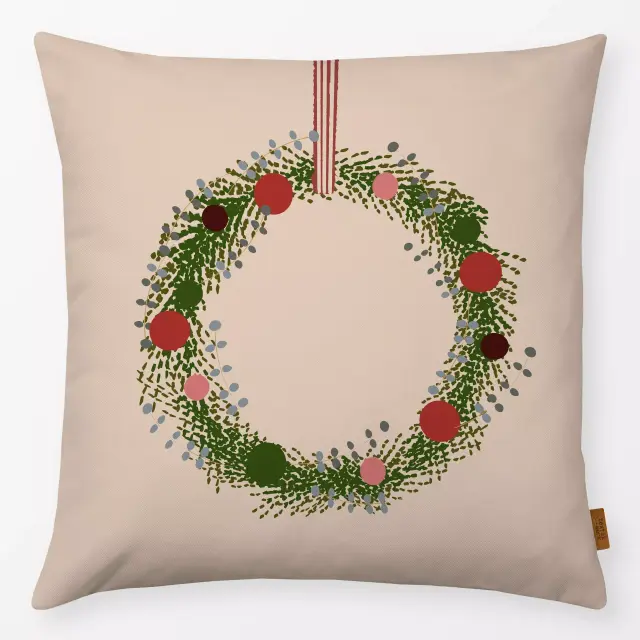 Kissen Weihnachtskranz Auf Beige