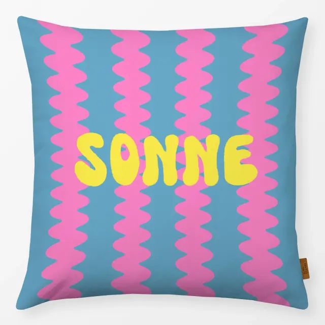 Kissen Sonne Wellenstreifen Pink Blau