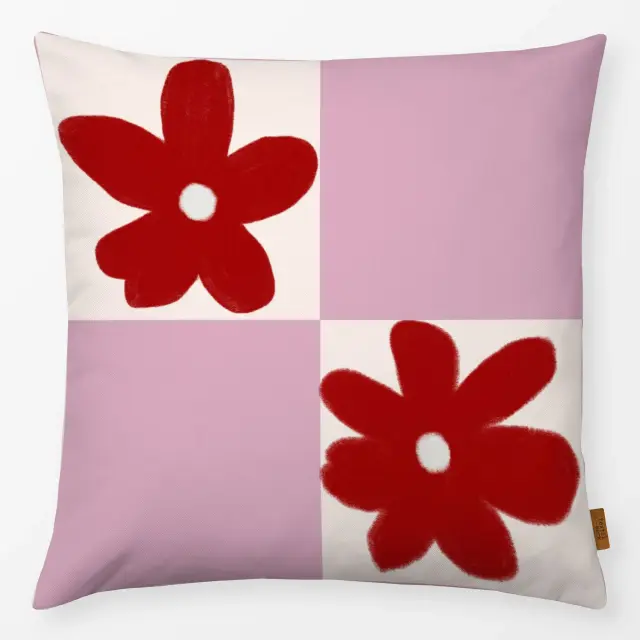 Kissen Blumen Karo Rosa