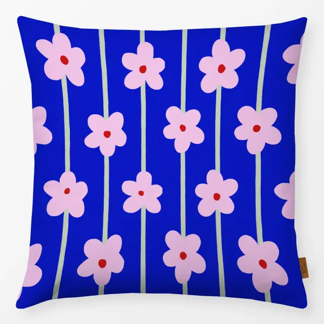 Kissen Blumenmuster Blau