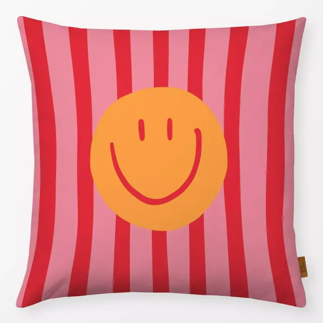 Kissen Smile Stripes rosa