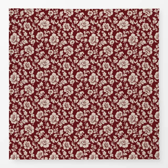 Tischdecke Velvet Winter Blumenornament rot beige