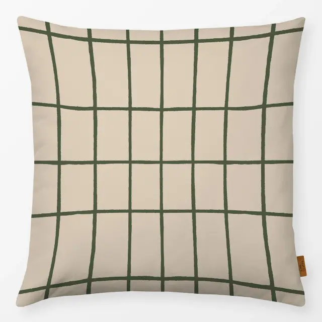 Kissen hohes Herbst Karo beige grün