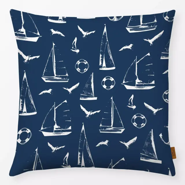 Kissen Segelboot Silhouetten Blau