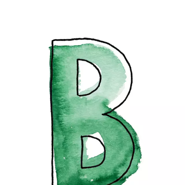 Tischset B Buchstabe Wasserfarbe grün