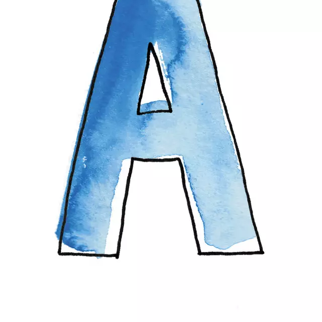 Servietten A Buchstabe Wasserfarbe blau