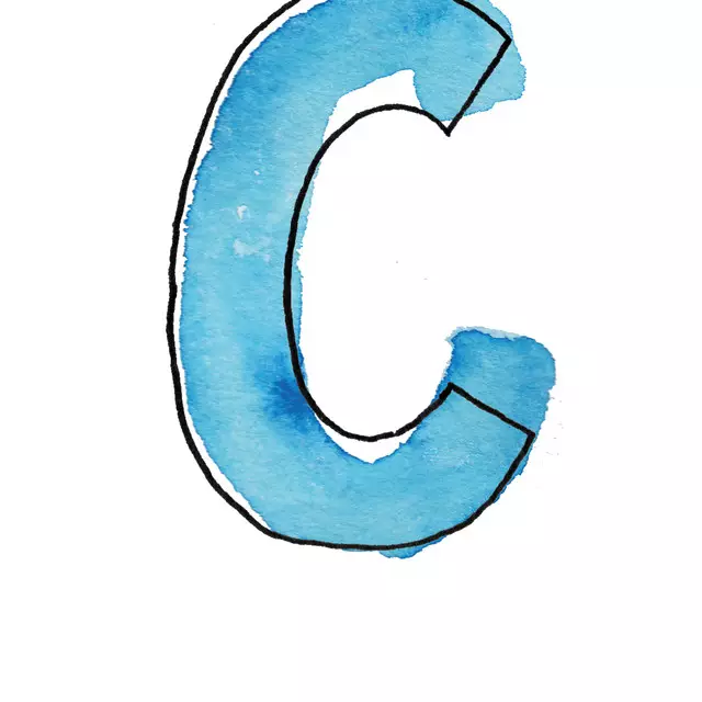 Servietten C Buchstabe Wasserfarbe türkis