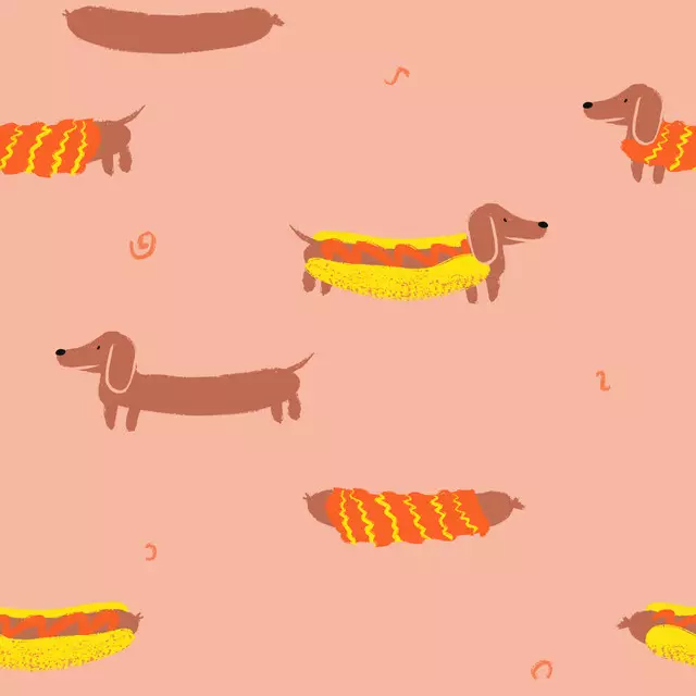 Dekovorhang Hot Dogs & Dackel