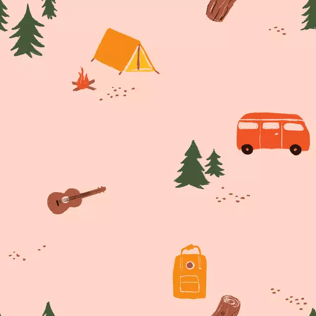 Dekovorhang Vintage Camping