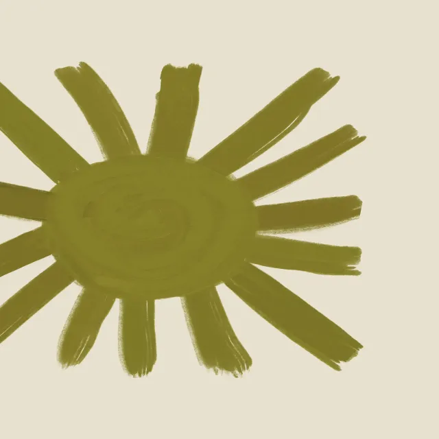 Kissen Green Hand Painted Sun
