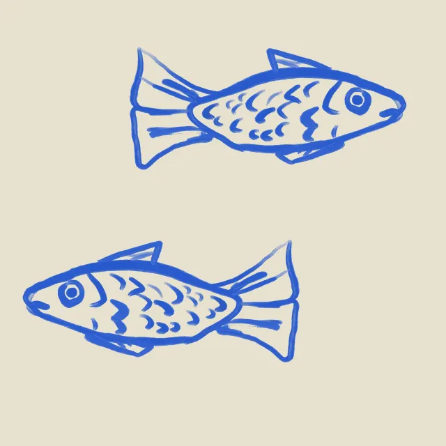 Kissen Minimalistic Fish Pattern