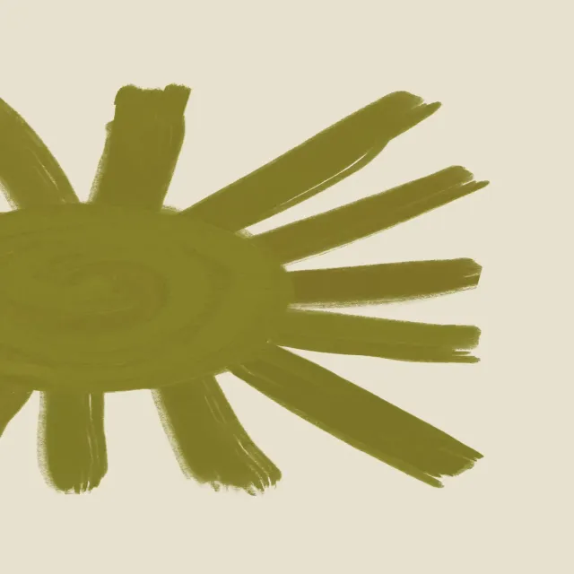 Kissen Green Hand Painted Sun