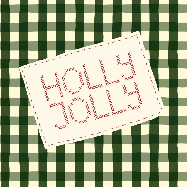 Kissen Holly Jolly Embroidery on Gingham