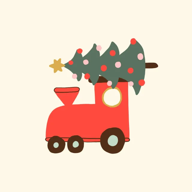 Kissen Toy Train With Christmas Tree