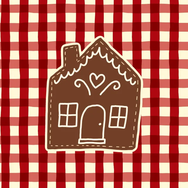 Kissen Gingerbread House on Gingham