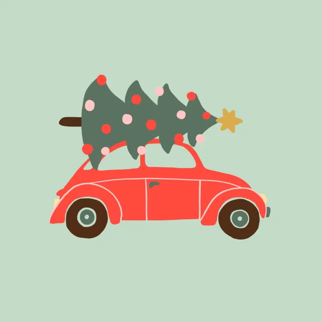 Kissen Cute Car With Christmas Tree