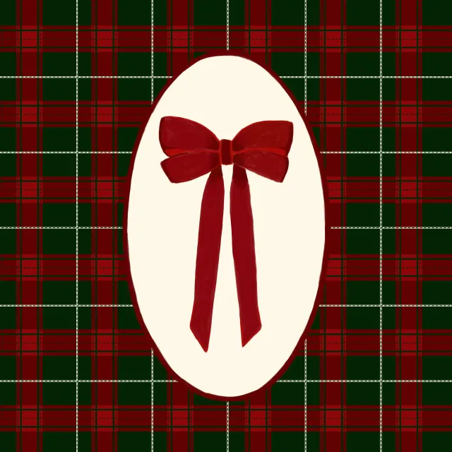 Geschirrtücher Red Christmas Bow on Plaid