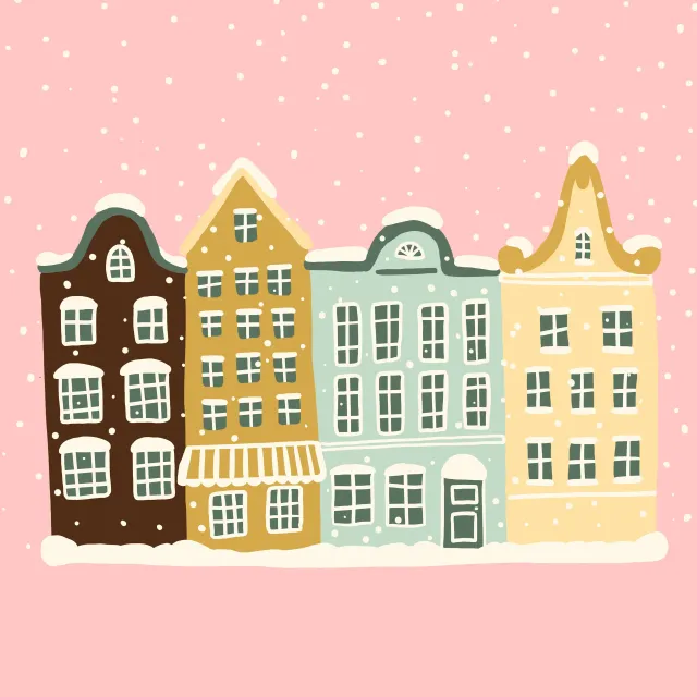 Kissen Cute Snowy Houses