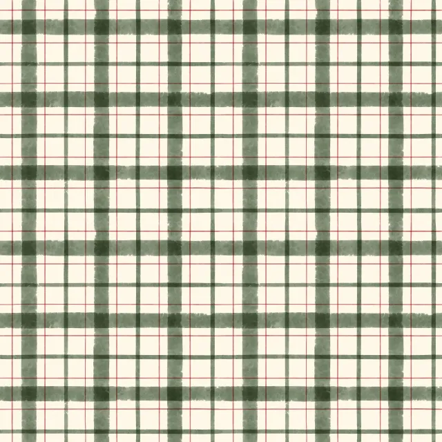 Dekovorhang Christmas Green & Cream Plaid