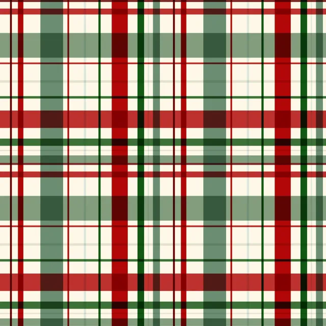 Dekovorhang Christmas Red & Green Plaid on Cream