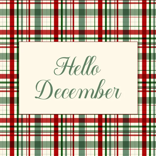 Kissen Hello December Typographie on Plaid