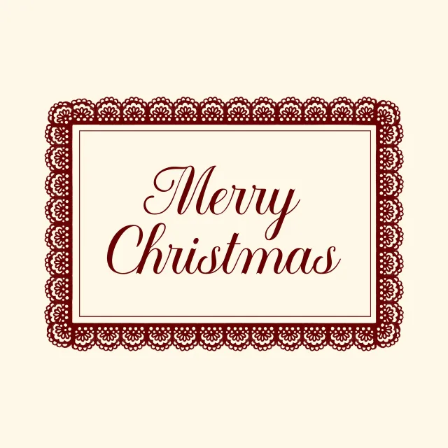 Kissen Merry Christmas Typography in Lace Frame