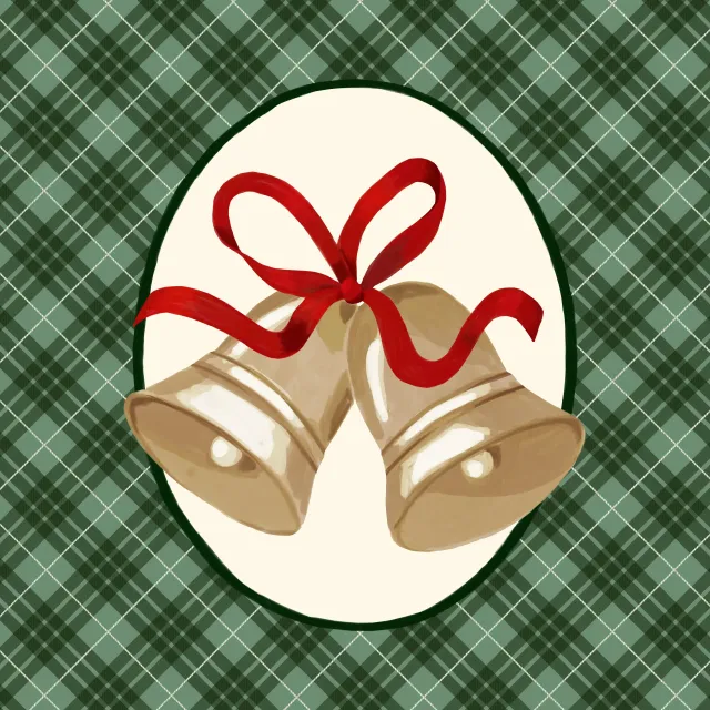 Servietten Christmas Bells on Plaid