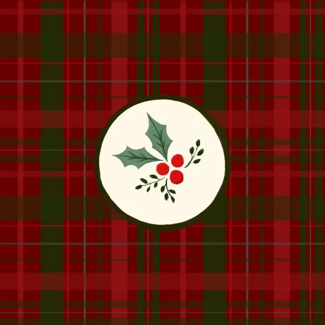 Bettwäsche Christmas Holly on Red Plaid