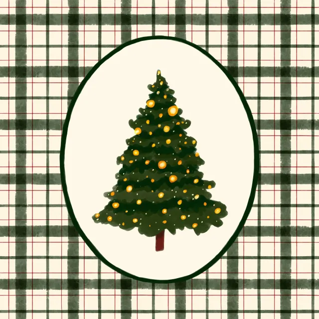 Tischset Christmas Tree on Green Gingham