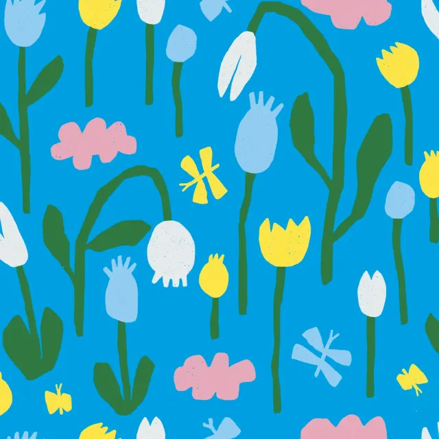 Kissen Blumenwiese - Blau