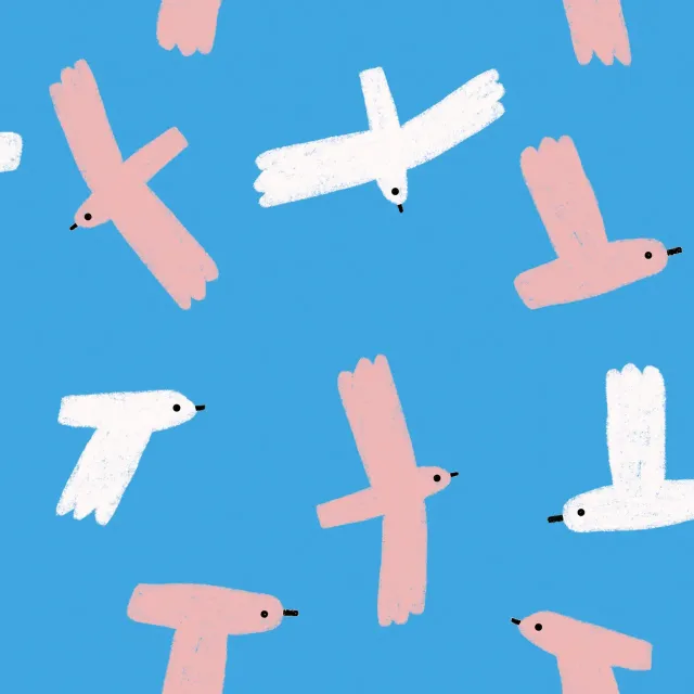 Kissen Fliegende Vögel - Blau