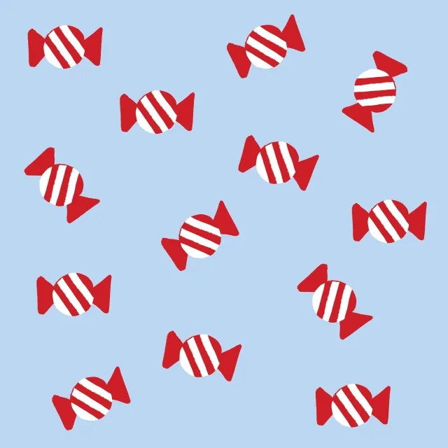 Servietten Bonbons auf Blau