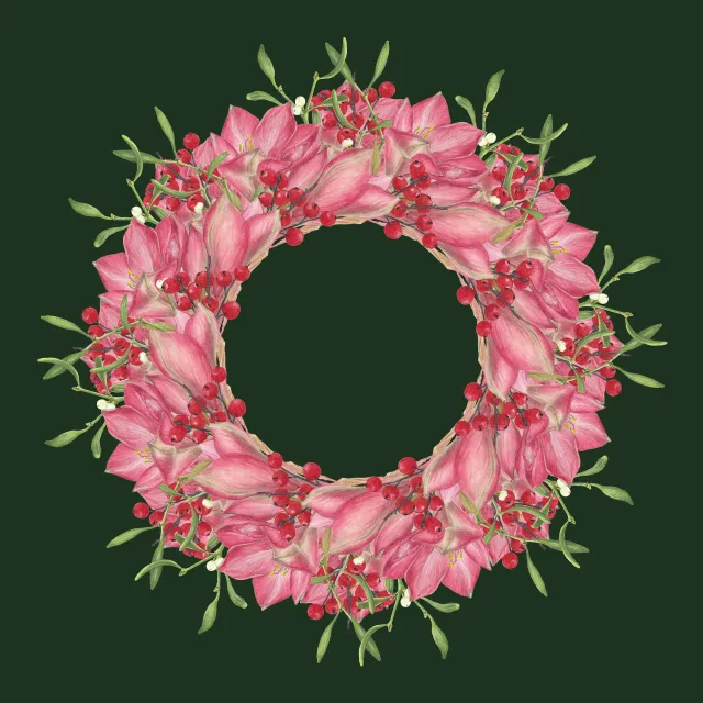 rosa-rot auf wacholdergruen