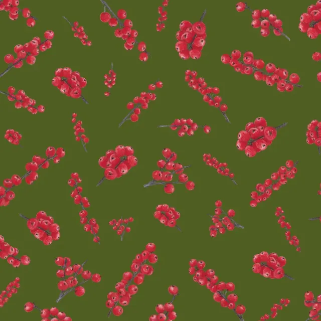 rote Stechpalmenbeeren auf moosgrün