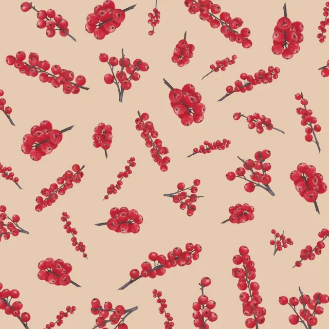 Bankauflage rote Stechpalmenbeeren auf nude