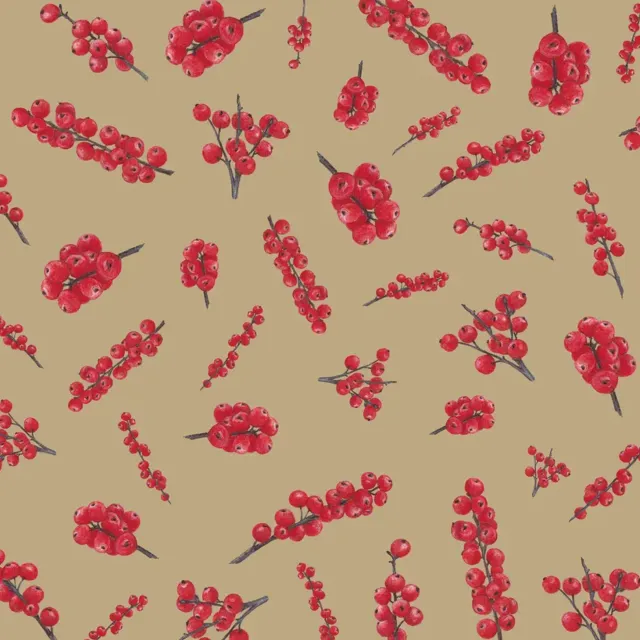 Bankauflage rote Stechpalmenbeeren auf ocker