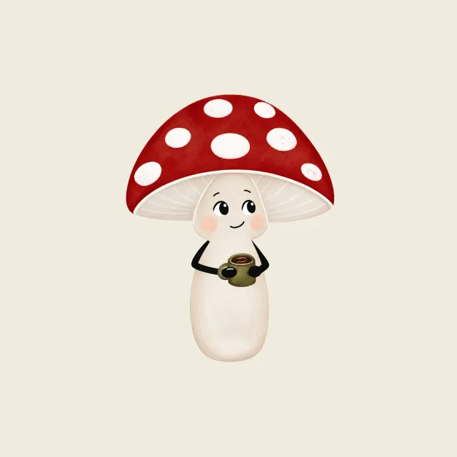 Kissen Pilz mit Tee creme