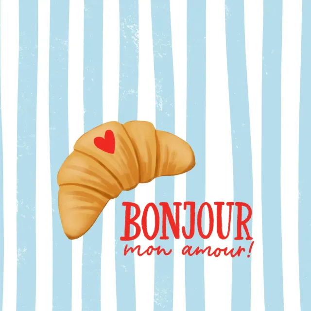 Geschirrtücher Croissant Bonjour mon amour