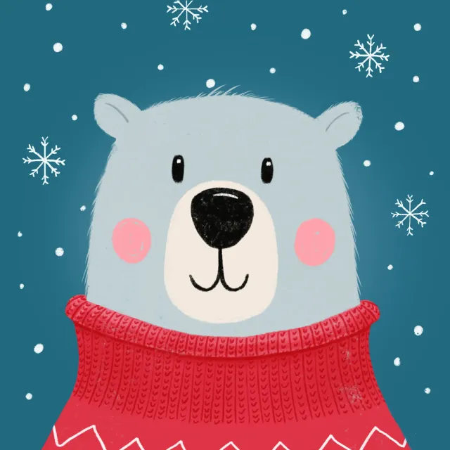 Kissen Winterbär rot