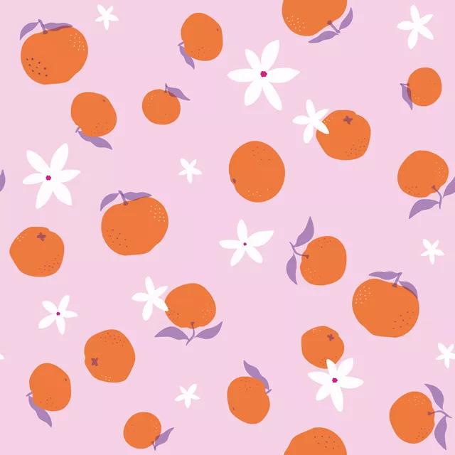 Bodenkissen Orangen Blüten Muster rosa
