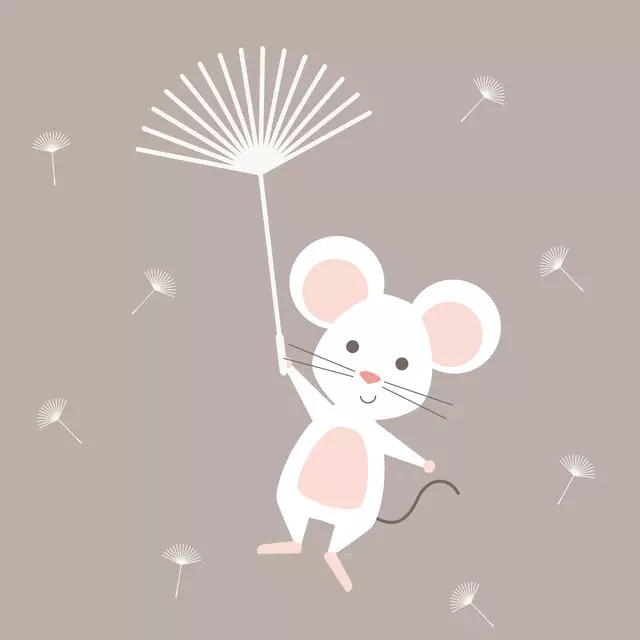 Kissen Maus mit Pusteblumen