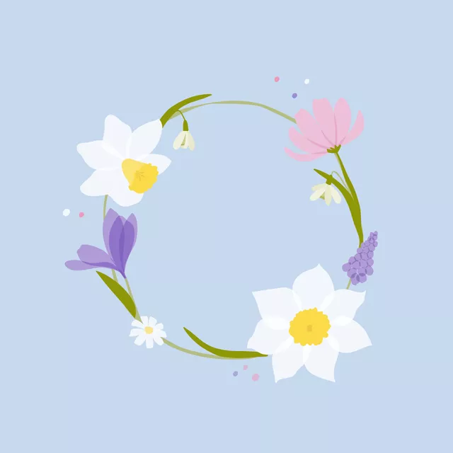 Kissen Osterblumen Kranz hellblau